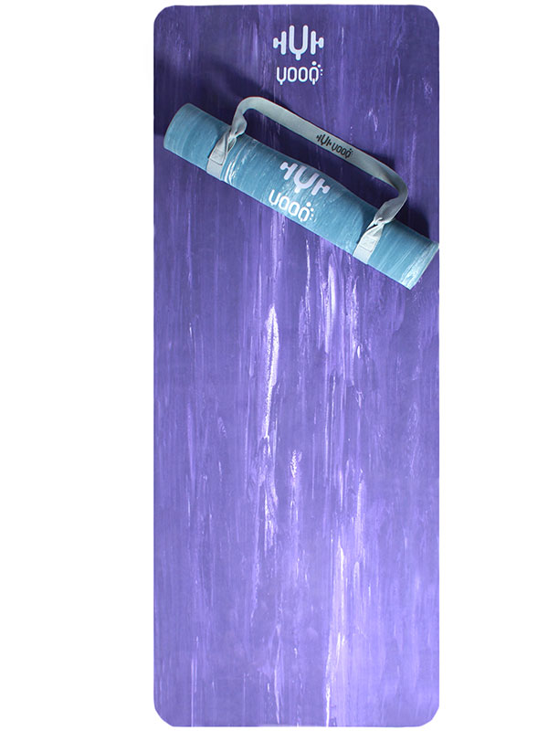 YOOQ tapis pure caoutchouc 100% naturel bleu marbré roulé sangle violet marbré plat yoga fitness