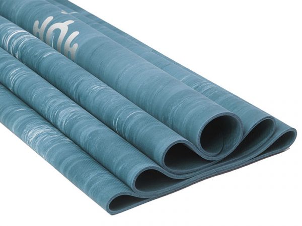 YOOQ tapis pure caoutchouc 100% naturel bleu marbré roulé yoga fitness