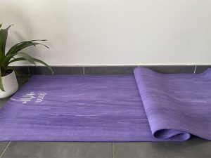 YOOQ tapis pure caoutchouc 100% naturel violet marbré épaisseur 4mm anti mal genoux yoga fitness