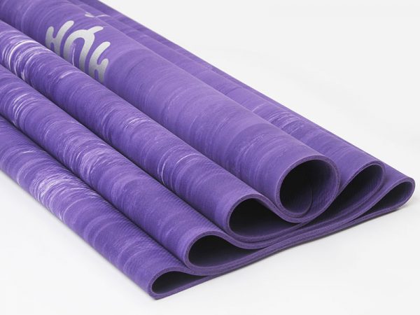 YOOQ tapis pure caoutchouc 100% naturel violet marbré roulé yoga fitness