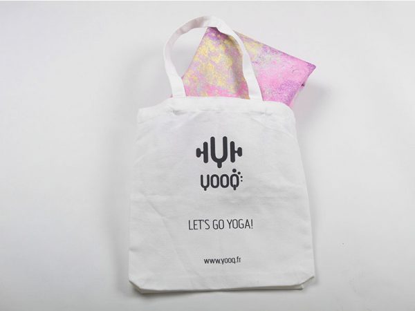 YOOQ tapis sport voyage léger pliable lavable powder pink yoga fitness tote bag transport