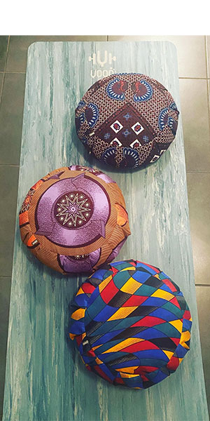 YOOQ zafus coussins de méditation wax afro coloré écoresponsable coton cosses de sarrasin made in provence