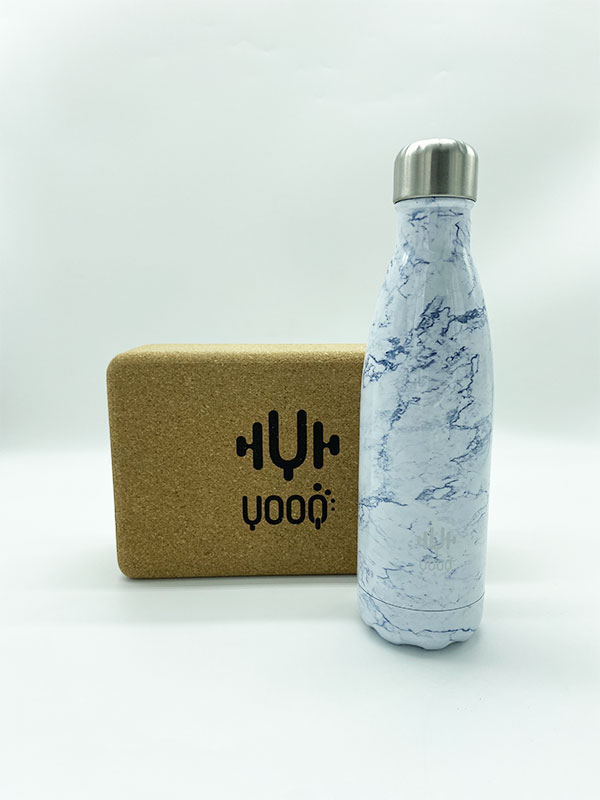 YOOQ accessoires bouteille isotherme marbre argent et brique fitness yoga