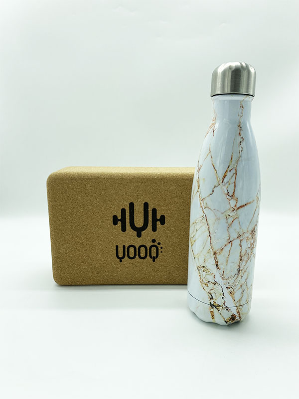 YOOQ accessoires bouteille isotherme marbré or et brique fitness yoga