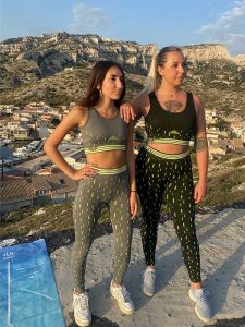 YOOQ tenues ensemble legging brassière phosphorescent 2 modèles yoga fitness